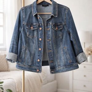 Talbots Women’s Blue Jean Jacket with Rolled Cuffs
